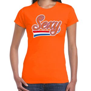 Sexy sierlijke wimpel t-shirt oranje voor dames - EK/WK - Koningsdag shirts