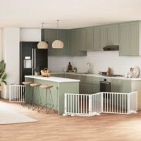 VidaXL Hondenhek inklapbaar met deur 6 panelen 480 cm populierhout wit