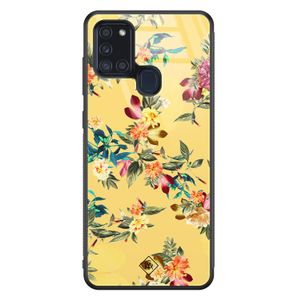 Samsung Galaxy A21s glazen hardcase - Florals for days