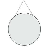 MISOU Spiegel - Rond - Glas met Ophangketting - Modern - Zwart - 29 cm - Glas - Wandspiegel - Badkamer - thumbnail