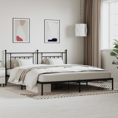 Bedframe met hoofdbord metaal zwart 193x203 cm