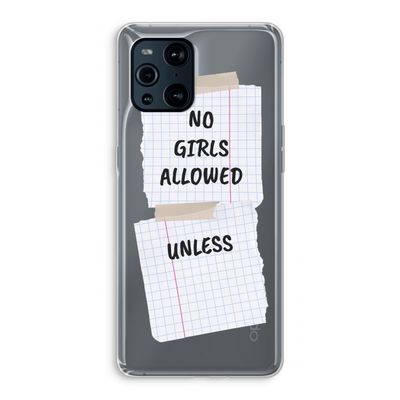 No Girls Allowed Unless: Oppo Find X3 Pro Transparant Hoesje