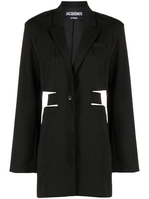 Jacquemus robe boutonnée Bari à découpes - Noir