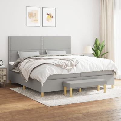 Boxspring met matras stof lichtgrijs 200x200 cm
