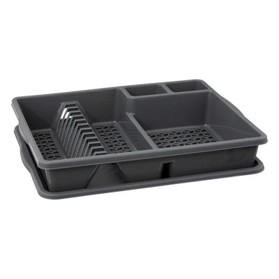 5Five Afdruiprek/afwasrek met lekbak - donkergrijs - 38 x 48 x 9 cm - van kunststof - Afwassen