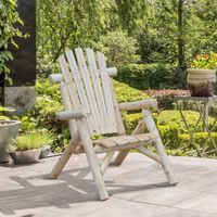 Outsunny Tuinstoel tuinzetel houten stoel hoge rug met armleuningen vurenhout natuur | Aosom Netherlands - thumbnail