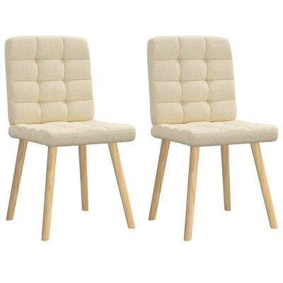 Eetkamerstoelen 2 st stof crmekleurig