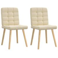 Eetkamerstoelen 2 st stof crmekleurig