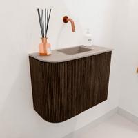 Toiletmeubel Mondiaz Joya Dlux | 51.6 cm | Meubelkleur Walnut | Faye wastafel Saba Wasbak Rechts | Zonder kraangat(en)