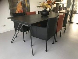 Set van 6 leren kuip eetkamerstoelen - met wieltjes - diverse kleuren - Echt leer, Modern, ontdek de vele Leersoorten en Kleuren bij ShopX