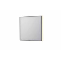 INK SP32 spiegel - 80x4x80cm rechthoek in stalen kader incl indir LED - verwarming - color changing - dimbaar en schakelaar - geborsteld metal black 8410045
