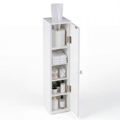 Vrijstaand Tissue Kast Toilet Tissue Opberg Toren Toiletpapier Houder met 3 Afneembare Planken Wit