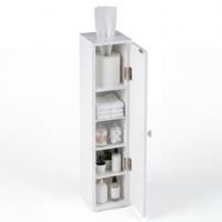 Vrijstaand Tissue Kast Toilet Tissue Opberg Toren Toiletpapier Houder met 3 Afneembare Planken Wit