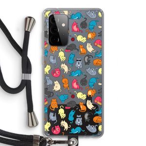 Kleurrijke katten: Samsung Galaxy A72 5G Transparant Hoesje met koord