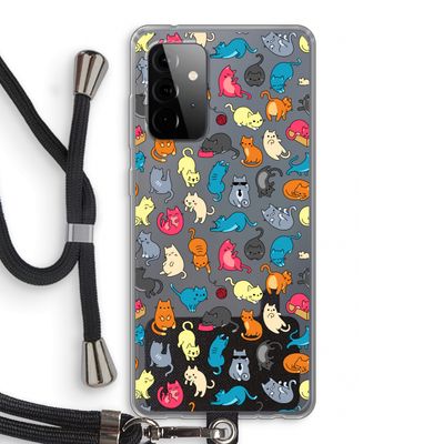 Kleurrijke katten: Samsung Galaxy A72 5G Transparant Hoesje met koord