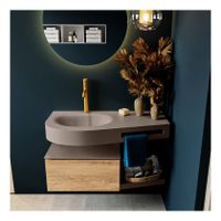 Mondiaz Riva 100cm badmeubel onderkast planchet kleur washed oak met 1 lade wastafel links 1 kraangat kleur smoke - thumbnail