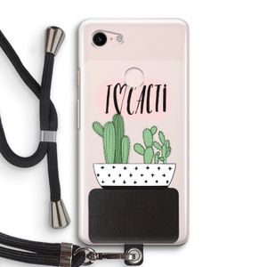 I love cacti: Pixel 3 Transparant Hoesje met koord