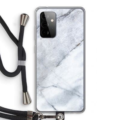 Witte marmer: Samsung Galaxy A72 5G Transparant Hoesje met koord