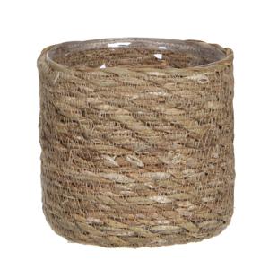 Plantenpot - rotan - bruin - plantenmand - 12 x 12 cm