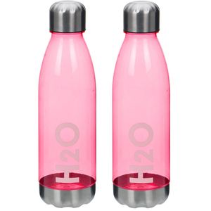 2x stuks bidon drinkfles/waterfles rood 700 ml met schroefdop - Drinkflessen