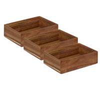 Bestekbak/keuken organizer - 3x - 1 vaks - Smart Desk serie - acacia hout - 15 x 23 x 7 cm
