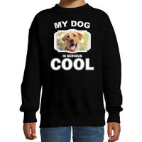 Labrador retriever honden trui / sweater my dog is serious cool zwart voor kinderen - thumbnail