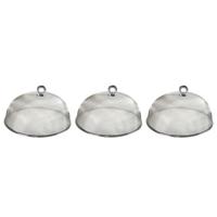 Cosy & Trendy Voedselkap - 3x - rond - 30 cm - grijs - metaal - vliegenkap - tegen insecten