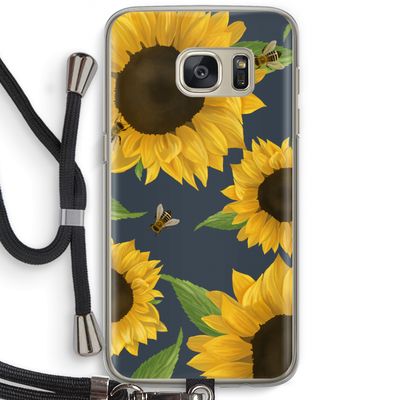 Sunflower and bees: Samsung Galaxy S7 Transparant Hoesje met koord