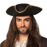 Boland Piratenhoed zwart - Verkleed hoeden - Volwassenen - polyester - 59 cm