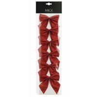 Kerst ornamenten strikken - 6x st - rood - 10 x 12 cm - kerstboomstrikjes - kerstversiering