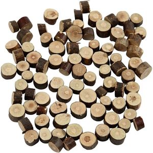 Houten hobby/knutsel boom schijfjes - klein - Dia 7-10 mm en Dikte 4-5 mm - 230 gram