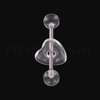 Tongpiercing acryl met donut hart doorzichtig