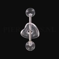 Tongpiercing acryl met donut hart doorzichtig