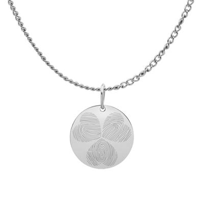 Gepersonaliseerde vingerafdrukken klaver ketting - Stainless steel - Zilver - 15 mm - 3 vingerafdrukken