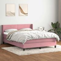 Boxspring met matras fluweel roze 140x210 cm