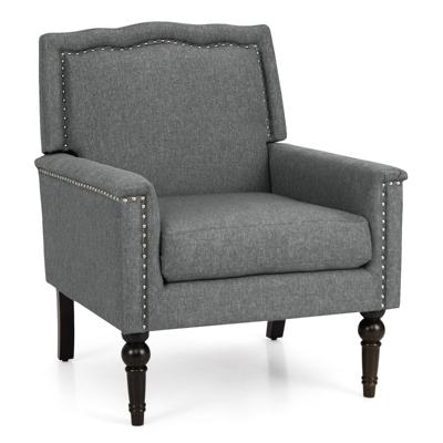 Moderne Fauteuil Bijzetstoel met Spons-Gestoffeerd Zitkussen Comfortabele Fauteuil met Noppenafwerking voor Woonkamer Kantoor
