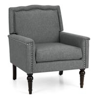 Moderne Fauteuil Bijzetstoel met Spons-Gestoffeerd Zitkussen Comfortabele Fauteuil met Noppenafwerking voor Woonkamer Kantoor