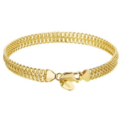 Armband Zilgold Dubbel Gourmetschakel geelgoud-zilveren kern 6,5 mm 18 cm