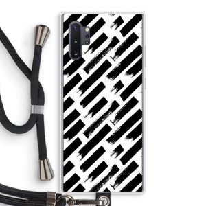 Zwarte vegen: Samsung Galaxy Note 10 Plus Transparant Hoesje met koord