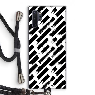 Zwarte vegen: Samsung Galaxy Note 10 Plus Transparant Hoesje met koord
