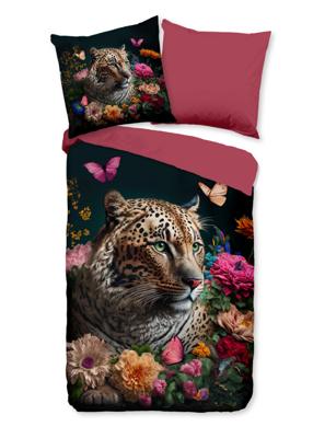 Pure Dekbedovertrek "luipaard met bloemen" - Multi - (135x200 cm) - Microfiber