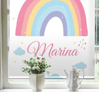 Babykamer rolgordijn schattige regenboog en wolk in pastel