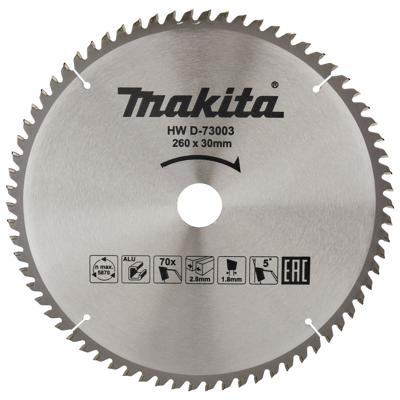 Makita Afkortzaagblad voor Aluminium | Standaard | Ø 260mm Asgat 30mm 70T - D-73003