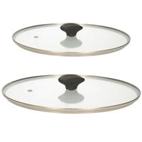 Universele pannendeksels - set 2x st - glas - voor pannen dia 24 en 29,5 cm