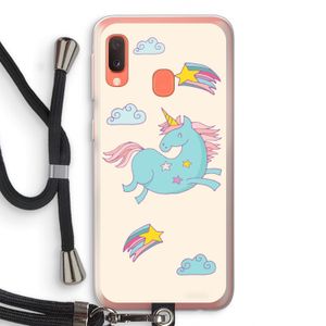 Vliegende eenhoorn: Samsung Galaxy A20e Transparant Hoesje met koord