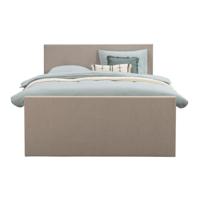 Leen Bakker - Boxspring Met Voetbord Liv Egaal - 160x200 Cm - Slanke Poot - Stof - Beige