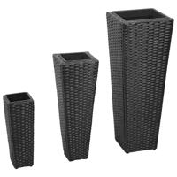 VidaXL Plantenbakken verhoogd 3 st poly rattan zwart