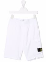Stone Island Junior short de jogging à patch Compass - Blanc