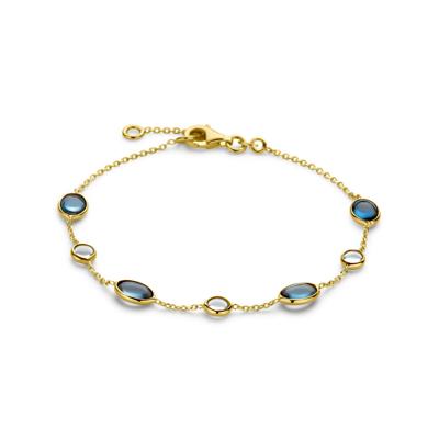 14k Geelgouden Armband met London Blue en Blauwe Topaas - 17-19 cm