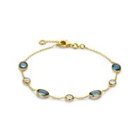 14k Geelgouden Armband met London Blue en Blauwe Topaas - 17-19 cm 14k Geelgouden Armband met London Blue en Blauwe Topaas - 17-19 cm